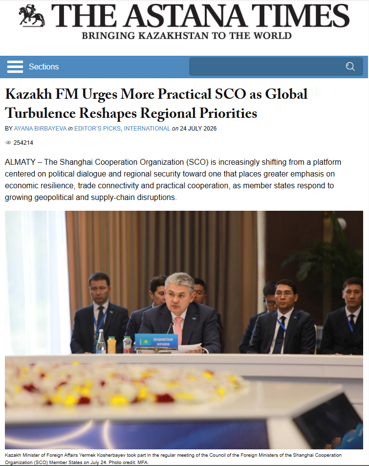 Deputy Chairman of the FPRI Board Manarbek Kabaziyev Comments for The Astana Times on the SCO’s Transformation Prospects